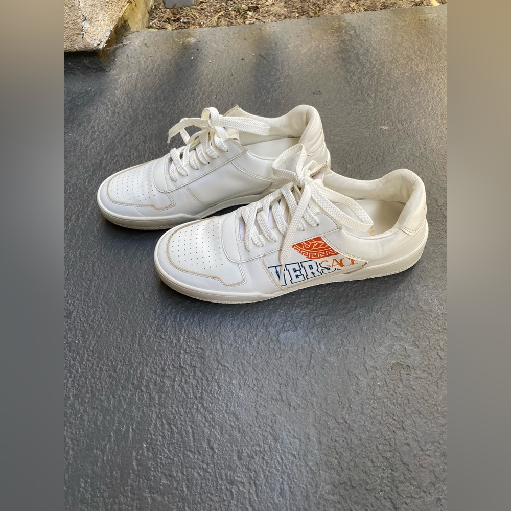 Versace Men's White Split Logo Sneakers